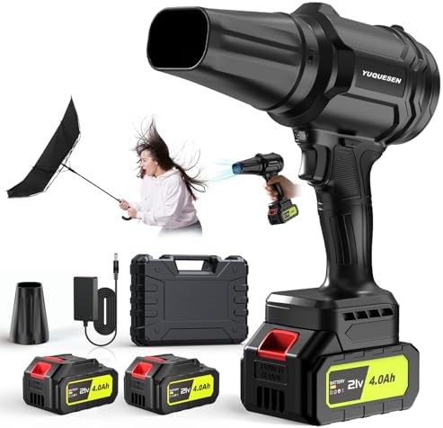 Cordless Leaf Blower, 600000RPM Handheld Leaf Blower with 2 X 4.0Ah Batteries & Charger, Lightweight Leaf Blowers for Patio Cleaning, Lawn Care, Leaves, Dust