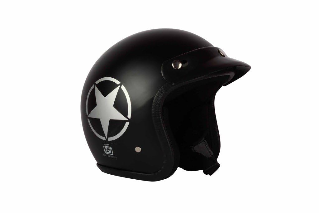 O2 STAR PERL Open Face ABS Helmet with Quick-Release Adjustable Strap, Sturdy Head Protector, Safety Helmet for Bike (Medium Size, Black)