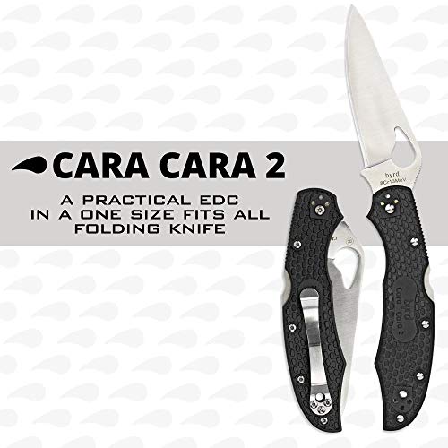 Spyderco Byrd Cara Cara 2 Lightweight Knife with 3.75" Stainless Steel Blade and Black Non-Slip FRN Handle - PlainEdge - BY03PBK2 - Image 2