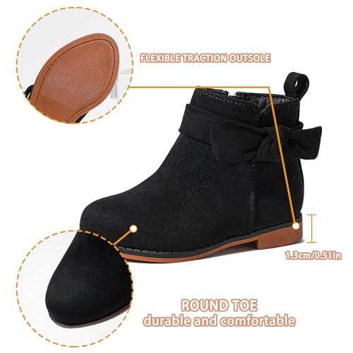 Girls Boots Fashion Ankle Boots for Girls with Low Heel Short Suede Booties with Bow for Toddler/Little Kids2