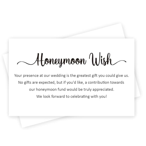 KONKAVA 50 Honeymoon Wish Cards, No Gifts Request Wedding, Wedding Invitation Insert Card, Honeymoon...