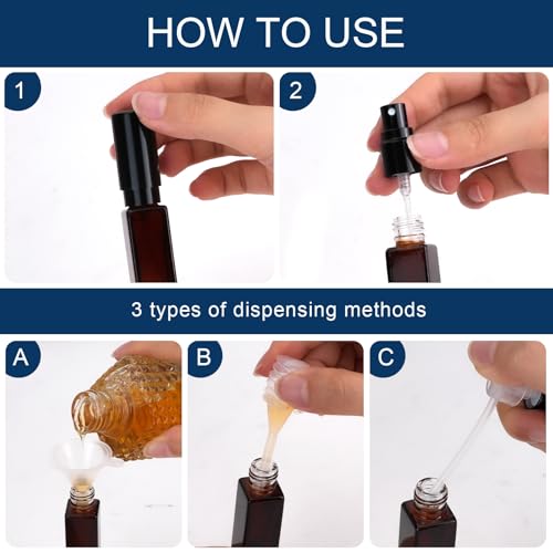LIOUCBD 7 Pcs Glass Perfume Atomizer Travel Bottles Empty, 10ml Cologne Travel Bottle Refillable with 2 Funnel and 2 Pipette, Leak-Proof Portable Perfume Samples for Cologne Dispenser by LIOUCBD - Image 5