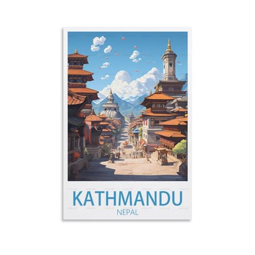 Poster vintage de voyage Katmandou, Népal, 20 x 30 cm, décoration murale pour salon, décoration d'intérieur