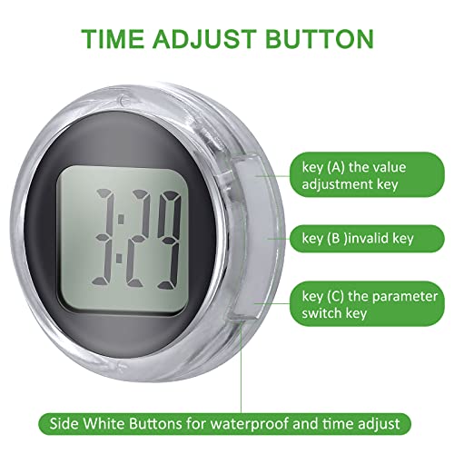 SUNJULY Motorrad Uhr - IP64 Wasserdichte Mini Uhr Mit Klarer Digitaler Anzeige für Fahrrad, Motorrad und Autos