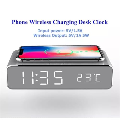 Cargador inalámbrico para eliminar cables con reloj y termómetro 4