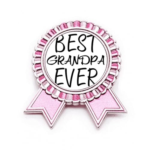 Broche Best Grandpa Ever en métal rose M style Art déco