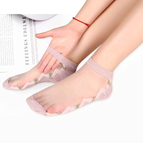 Benefeet Sox Womens Girls Sheer Socks Lace Mesh Ankle Socks Transparent See Through Short Sock Ultra Thin Nylon Summer Sock4