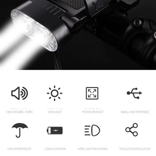 Phare pour vélo USB rechargeable super lumineux avec 4 modes d'éclairage étanche - 7