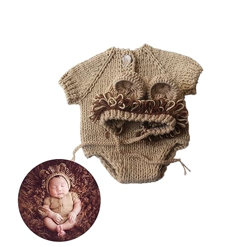 Artibetter Traje De Fotografía Para Bebé ReciéN Nacido LeóN Tejido a Mano Suave Y CóModo Accesorios Para SesióN De Fotos Infantiles