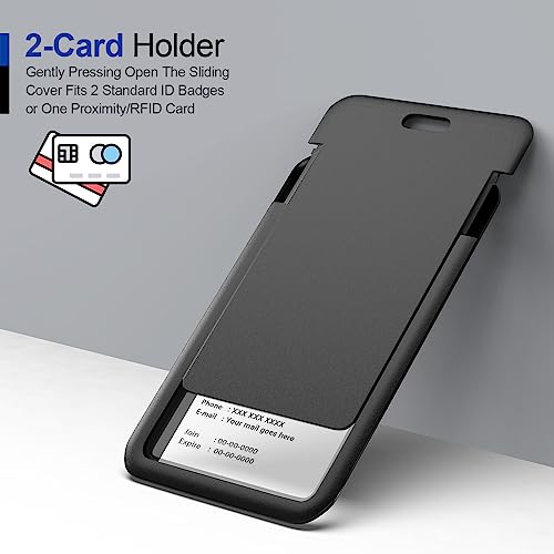 JINEASY ID 2 Pack Hard Plastic ID Badge Holder Vertical Card Holder for Work Key Cards, Heavy Duty, Black - Image 4