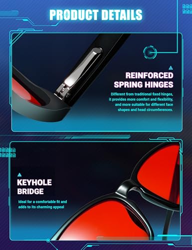 Image of TIJN Sleep Glasses with Blue Green Light Blocking, Red Light Lens for Computer Gaming, Screen Fatigue & UV Protection