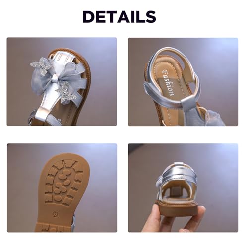Toddler Girls Butterfly Bow Sandals Closed Toe Summer Dress Shoes Soft Flat Sandals2