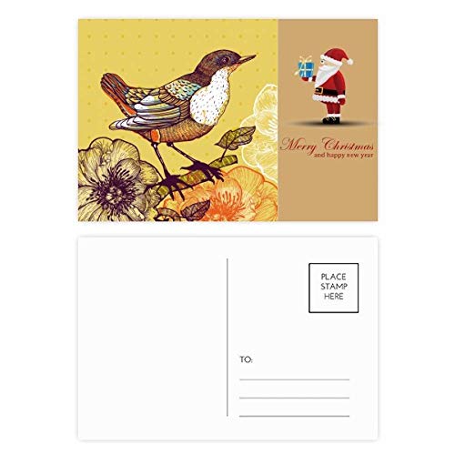 Cartes postales pour croquis lot de 20 avec fleurs oiseaux et Père Noël
