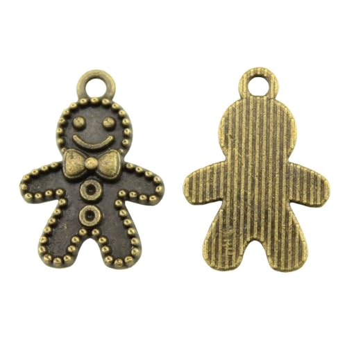 Image of WYSIWYG 20pcs 18x12mm Gingerbread Man Charms Antique Bronze Color Zinc Alloy