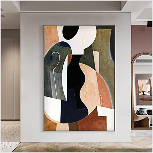 Peinture à l'huile abstraite HYFBH multicolore contemporaine salon avec cadre noir 40x60cm