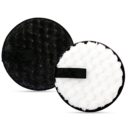 2 Piezas Discos Desmaquillantes Reutilizables, 12 cm Toallitas Desmaquillantes Reutilizables, Toallitas Desmaquillantes Lavables para Limpieza Facial, Cuidado de la Piel (Blanco, Negro)