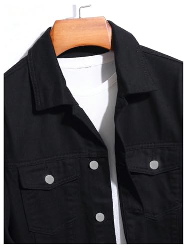 SOLY HUX Men's Denim Jacket Letter Graphic Button Down Flap Pocket Long Sleeve Streetwear Jacket3