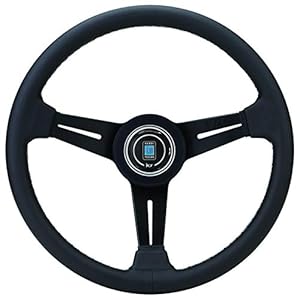 Nardi Steering Wheel – Classic – 340mm (13.39 inches) – Black Leather with Grey Stitching and Black Anodized Spokes – Black Aluminum Ring – Part # 6061.34.2001