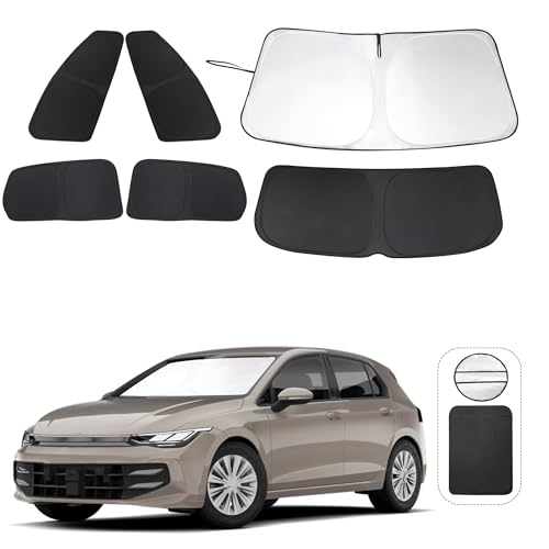 6PCS Windshield Sun Shade Custom Fit for 2009-2014 Volkswagen VW Golf/Rabbit/GTI/R32 MK6 5K...