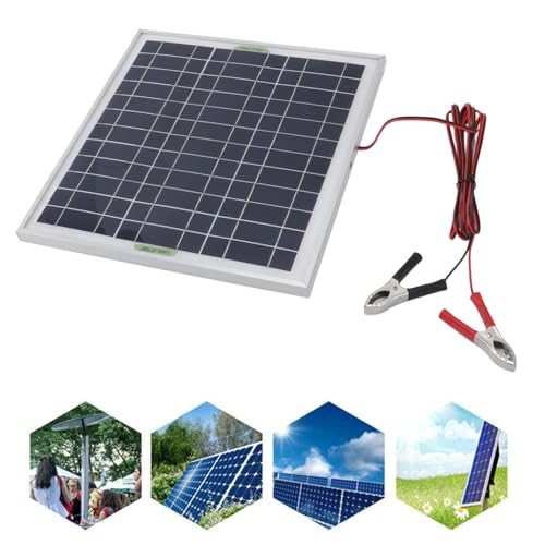 50W Portable Solar Panel, Aluminum Frame Monocrystalline Silicon Solar Panel with 9.8FT Cable DC 18V Red and Black Battery Clips for RV Camping Hiking
