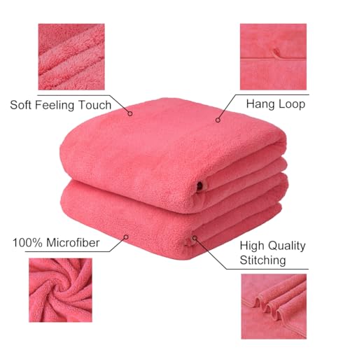 Jml CORAL FLEECE 01-6 Luxury Hotel & Spa Bath Towels (2 Pack, 30"X60") - 350Gsm High Density Fleece Towel Sets thumb #1