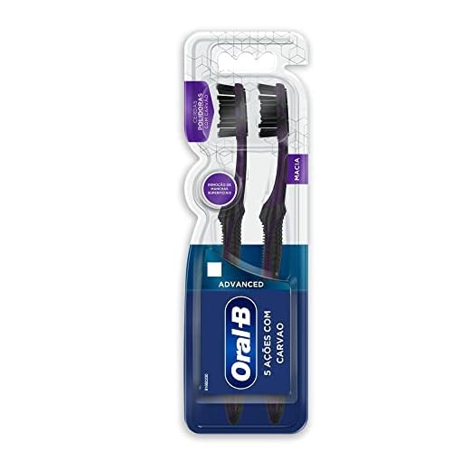 Oral-B Escova Dental 5 Ações Com Carvão Advanced Macia - 2 Unidades