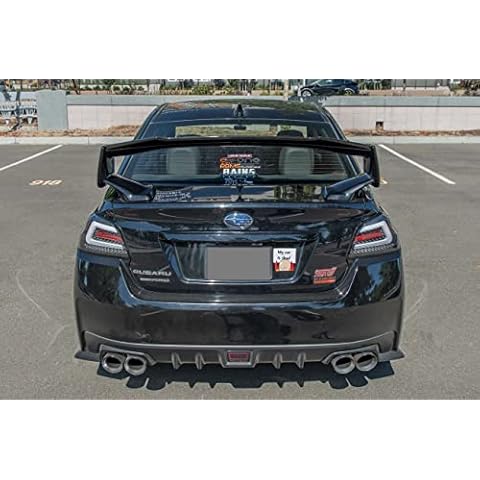 Extreme Online Store Replacement for 2015-2021 Subaru STi Models | JDM Performance Style Rear Trunk High Wing Extension Gurney Flap Spoiler (ABS Plastic - Painted Glossy Black) Cover