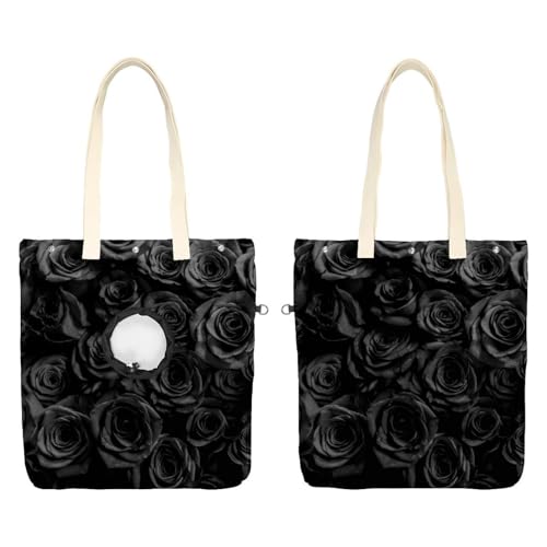 Sac à bandoulière en toile Show Head pour balade urbaine avec petit chien motif roses