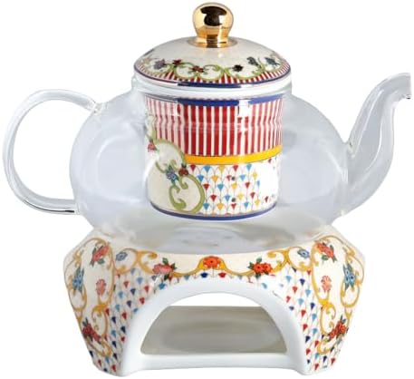 Lucky Art FIORA BONE Isıtıcılı Cam Demlik - Görsel 1