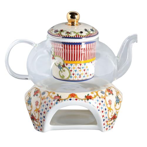 Lucky Art FIORA BONE Isıtıcılı Cam Demlik