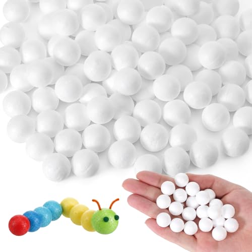 200 Pcs White Craft Foam Balls 0.6 Inch Blank Round Craft Ball Small Polystyrene Bead Foam Ball Hanging Tree Ornament For Art Household Project Party Holiday Decoration Easter Sphere Wedding Christmas