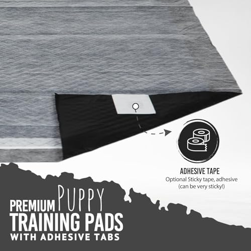 Image of Bulldoglogy Carbon Black XL Dog Pee Pads for Extra Large Dogs with Adhesive Sticky Tape - Extra Large Charcoal Housebreaking Dog Pee Pads Disposable (24x35) (40-Count, Black)