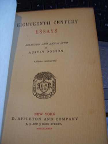 Eighteenth century essays B00086VTGA Book Cover