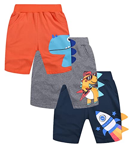 YOUNGSOUL Pantaloncini corti per bambini, confezione da 3, Motivo 1, 4 Anni