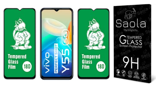 Image of Saola 18D Tempered Glass With Inbuilt AirBag Borders For Vivo Y55 (Pack Of 2) with Free Installation Kit. Full screen Coverage - 6.44 inch