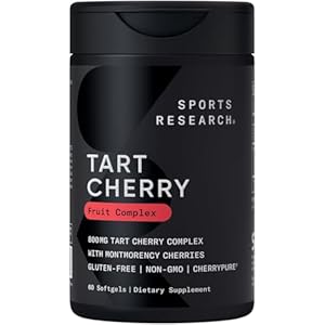 Sports Research Tart Cherry Concentrate – Made from Montmorency Tart Cherries – Non-GMO & Gluten Free (60 Liquid Softgels)