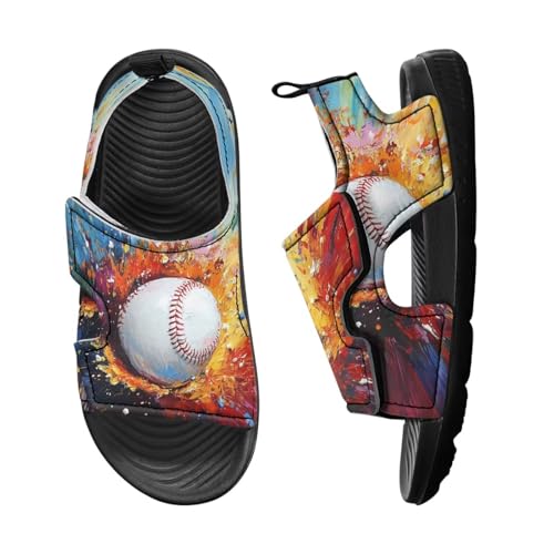Novelty Balls Design Kids Sandals Toddler Summer Sandal Slide with Adjustable Hook and Loop Strap Sport Shoes