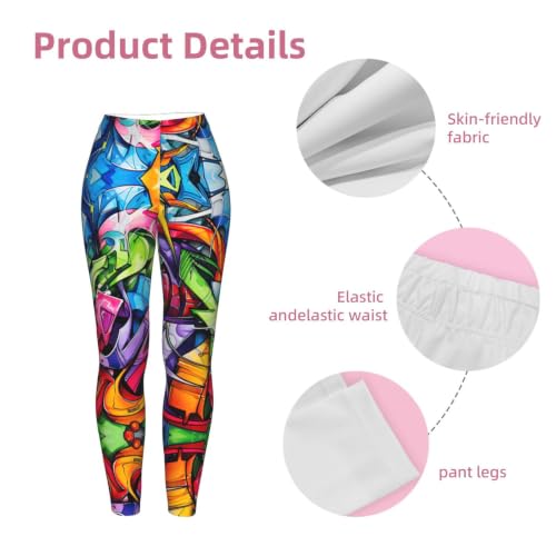 Leggings con estampado de graffiti para mujer de tacto suave 6
