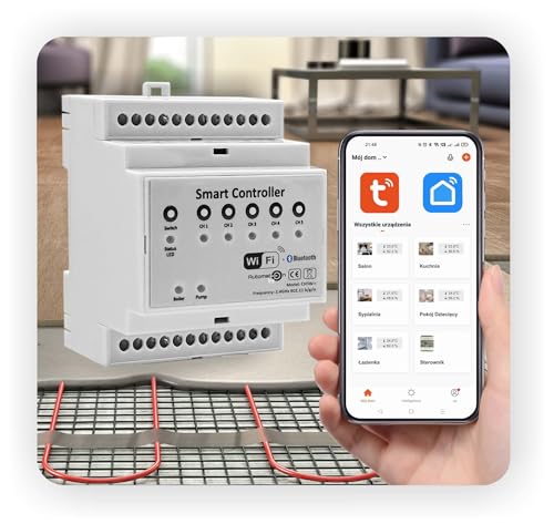 Automat-on Fußbodenheizungscontroller 230V | Fussbodenheizung Steuerung WiFi für 5 Räume | Steuerung Fußbodenheizung mit Tuya, SmartLife oder ohne App | Kompatibel mit Alexa, Google Home