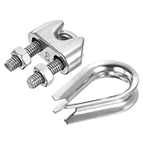 PATIKIL 5/16 Drahtseil-Set, 20er Pack M8 Drahtseilklemmen & Edelstahl-Kauschen für Drahtseile mit 5/16 Durchmesser