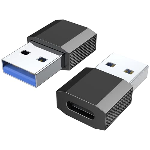 USB C Female to USB Male Adapter (2-Pack), 3.1 USB A to USB C Adapter, One-Sided SuperSpeed Data...