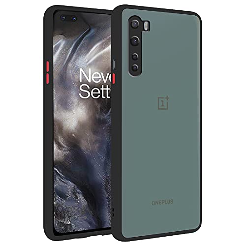 Image of Matte Finish Shockproof Hard Back and Side Soft Smoke Back Case Cover for OnePlus Nord - Black