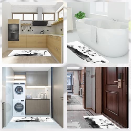 Alfombras antideslizantes de cocina con soporte antifatiga y diseño lavable de loto 6