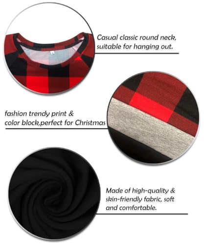 Image of TIYOMI Plus Size Tops for Women Raglan Long Sleeve V Neck T Shirts Casual Color Block Leopard /Floral Tops Winter Tee Shirt