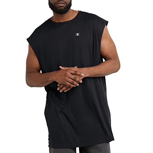 Champion Double Dry, Men’s Sleeveless Tee, Muscle Tank (Reg. Or Big & Tall), Black, Medium #TOP3
