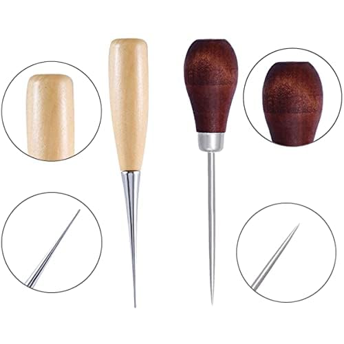 Set 3 Punteruoli Per Pelle - Con Manico In Legno Per Cucito Fai Da Te - Foto 6