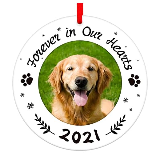 WaaHome Picture Frame Dog Memorial Christmas Ornaments 2023, Forever In Our Hearts Pet Memorial Ornaments for Christmas Tree, Pet Memorial Gifts, Sympathy Remembrance Gifts for Loss of Dog Cat Pet