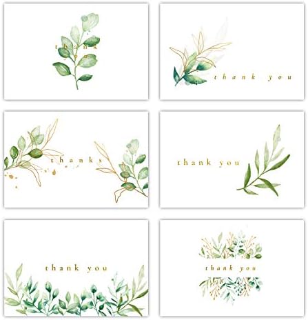 Gooji 4x6 Golden Greenery Thank You Cards with Envelopes (Bulk 36-Pack), Matching Peel-and-Seal Envelopes | Wedding Thank You Cards, Bridal Shower Thank You Cards, Birthday Party, Baby Shower, Blank Notes Small Business Box Assorted Stationary Personalized