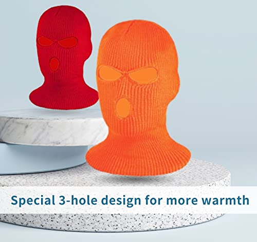 Jsnsong 3 Holes Knitted Full Face Ski Mask Winter Balaclava Warm Knit Beanie For Outdoor Sports Knitted Mask For Men Women (Fluorescent Yellow) #TOP1