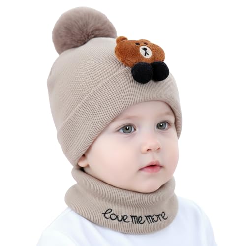 La Mejor Lista de Gorros para Niño Top 10. 47 LANRUTU 2pzs Gorro y Bufanda Invierno para Niños y Niñas, Gorro Térmicos para Niños, con Muñeco de Oso, Gorros de Tejido de Punto y Bufandas de Frio para Niños, Regalos para...